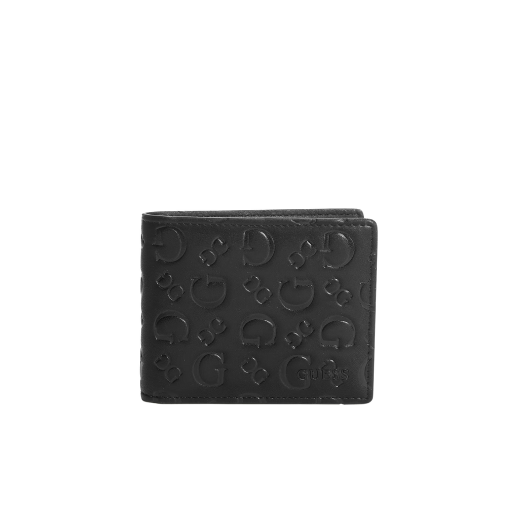 Guess Men Debossed Wallet & Airpod Case Gift Set - Black