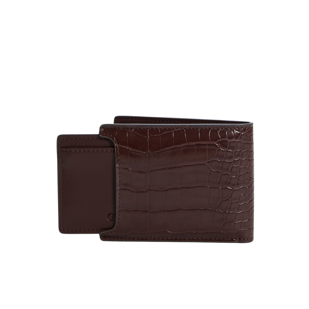 Guess Men Croc-Embossed Bifold Wallet - Brown