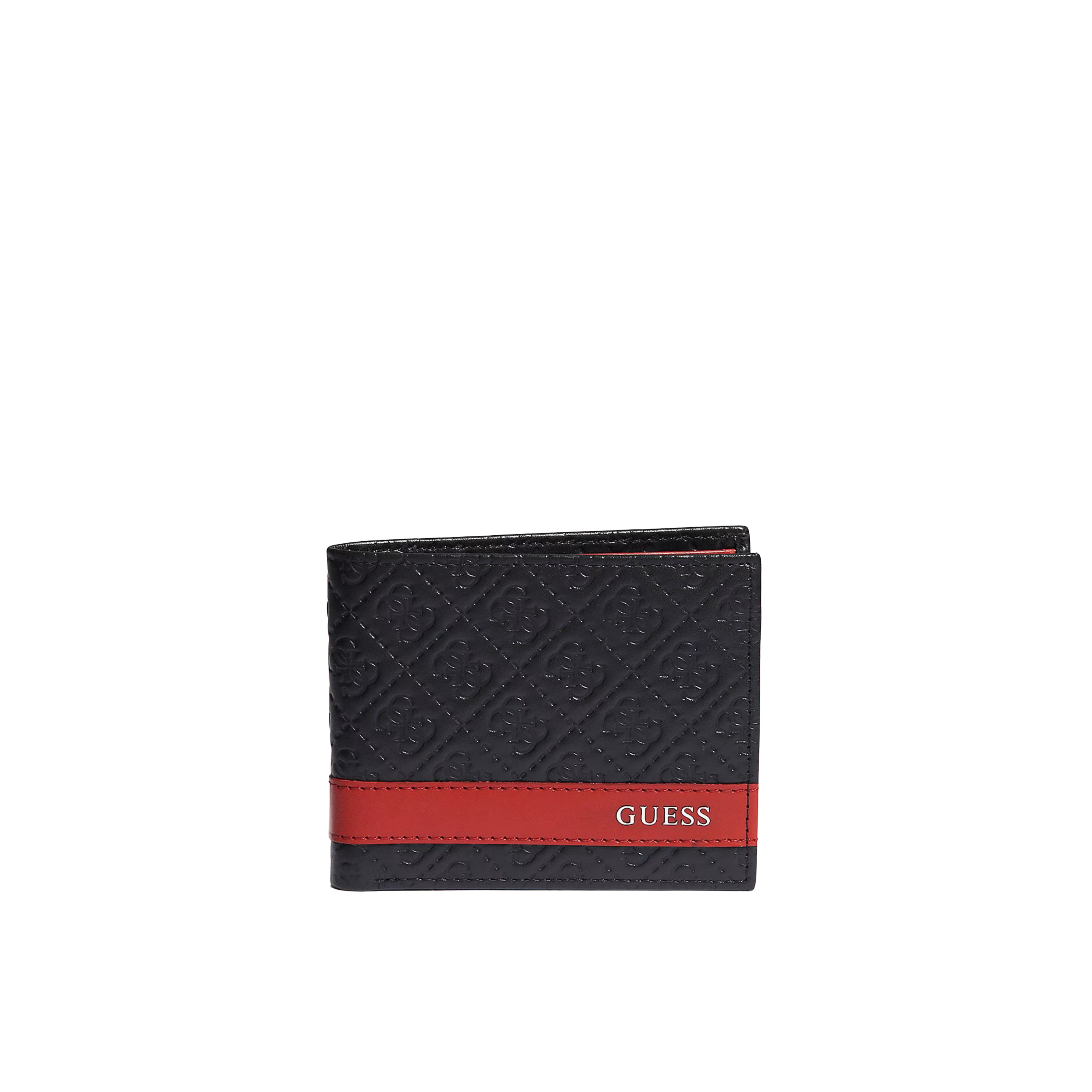 Guess Men Mesa Double Billfold Wallet - Black Red