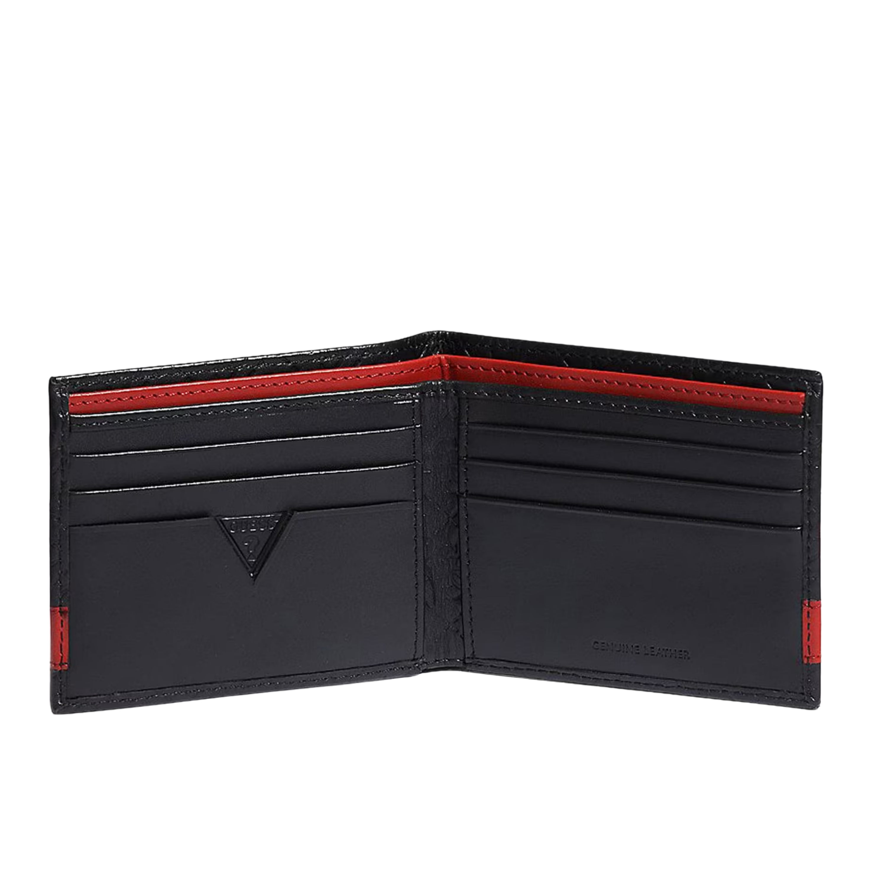 Guess Men Mesa Double Billfold Wallet - Black Red