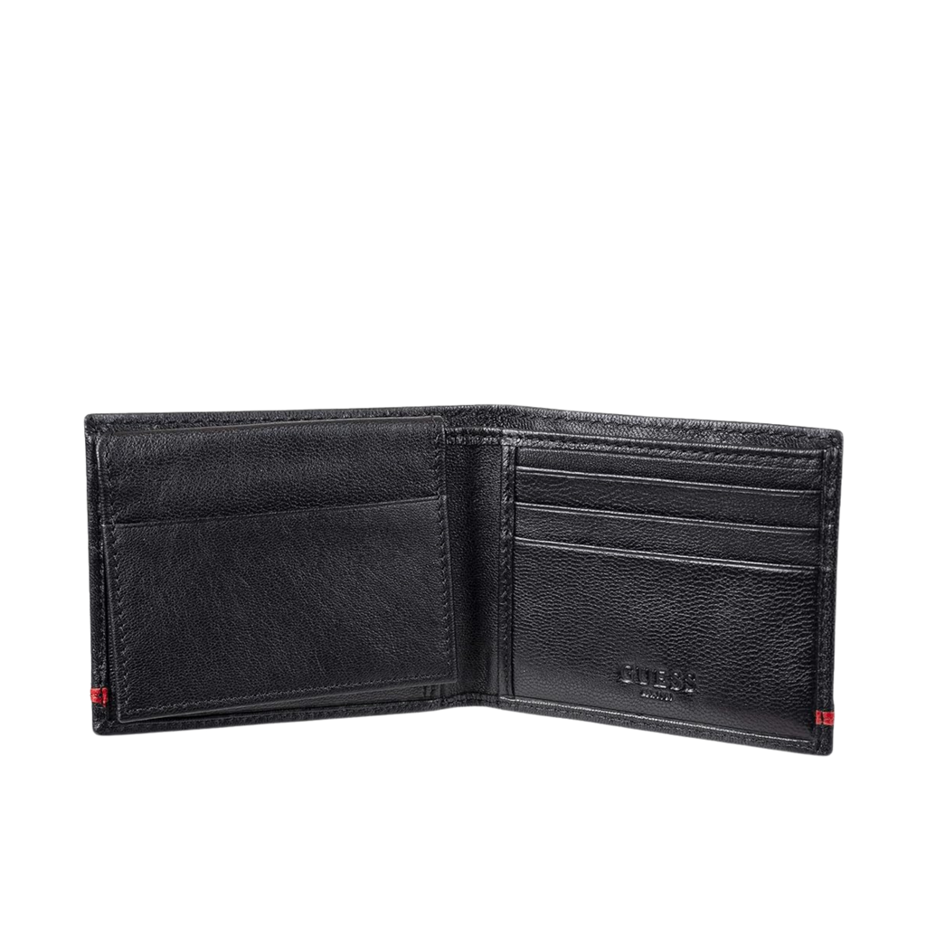 Guess Men RFID Safe Reeve Passcase Wallet - Black Red