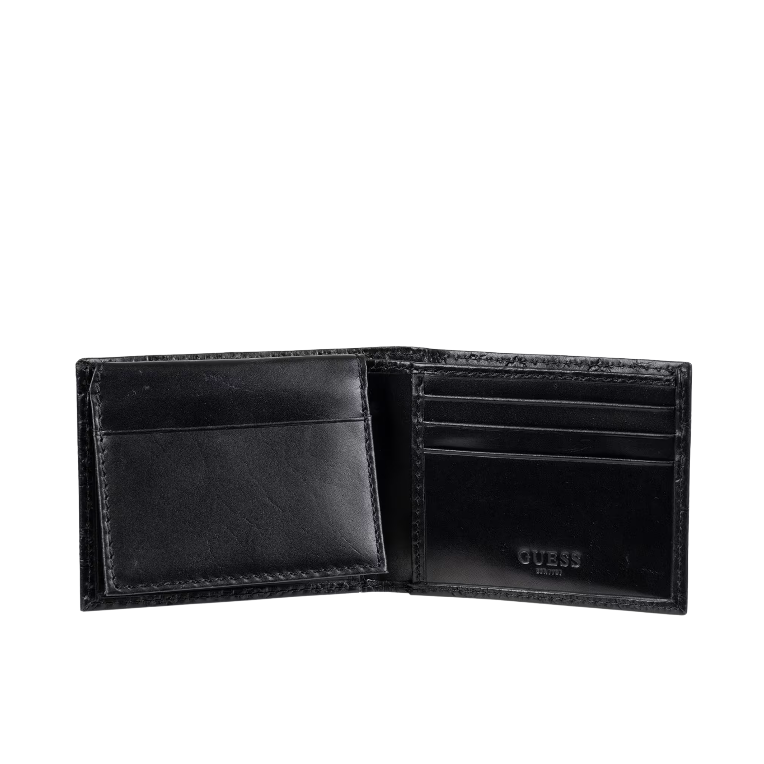 Guess Men Pasko Passcase Wallet - Black Snakeskin
