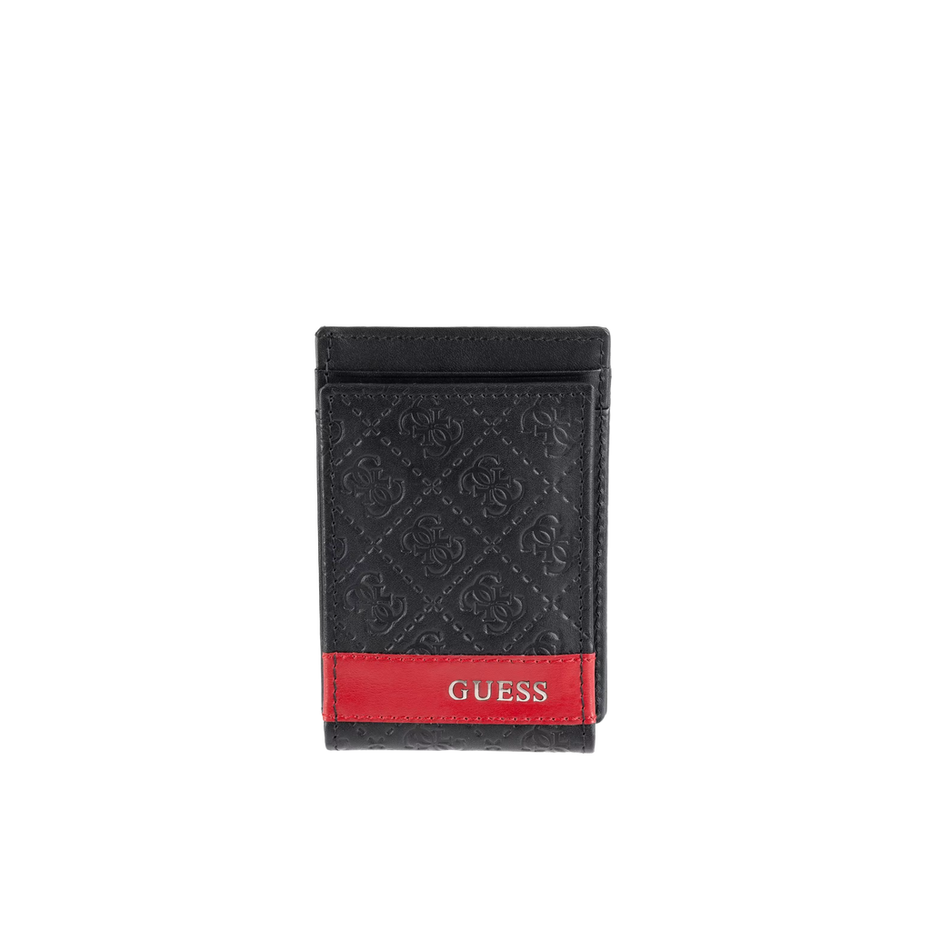 Guess Men Mesa Magnetic Fold Wallet - Black Red