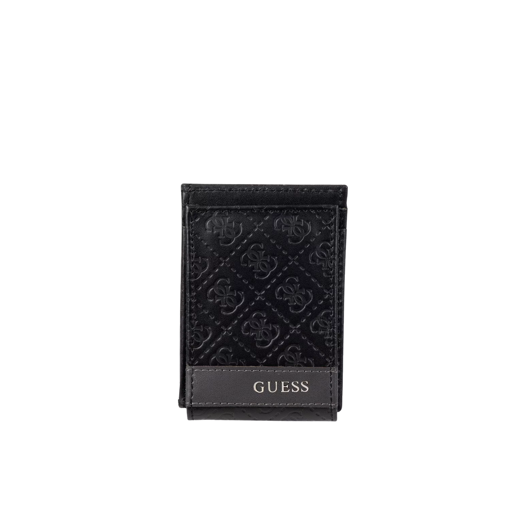 Guess Men Mesa Magnetic Fold Wallet - Black Grey