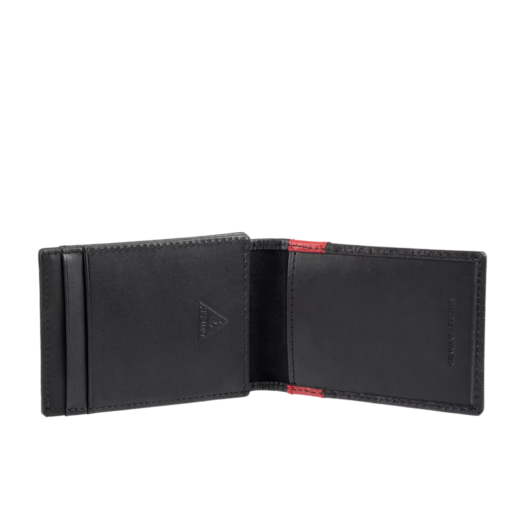 Guess Men Mesa Magnetic Fold Wallet - Black Red