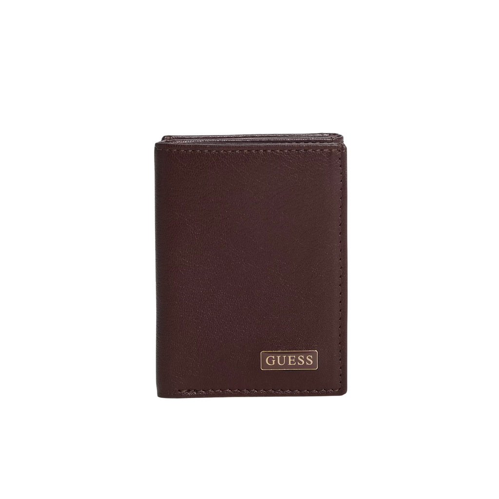 Guess Men Alex Smooth Z Fold Wallet - Brown