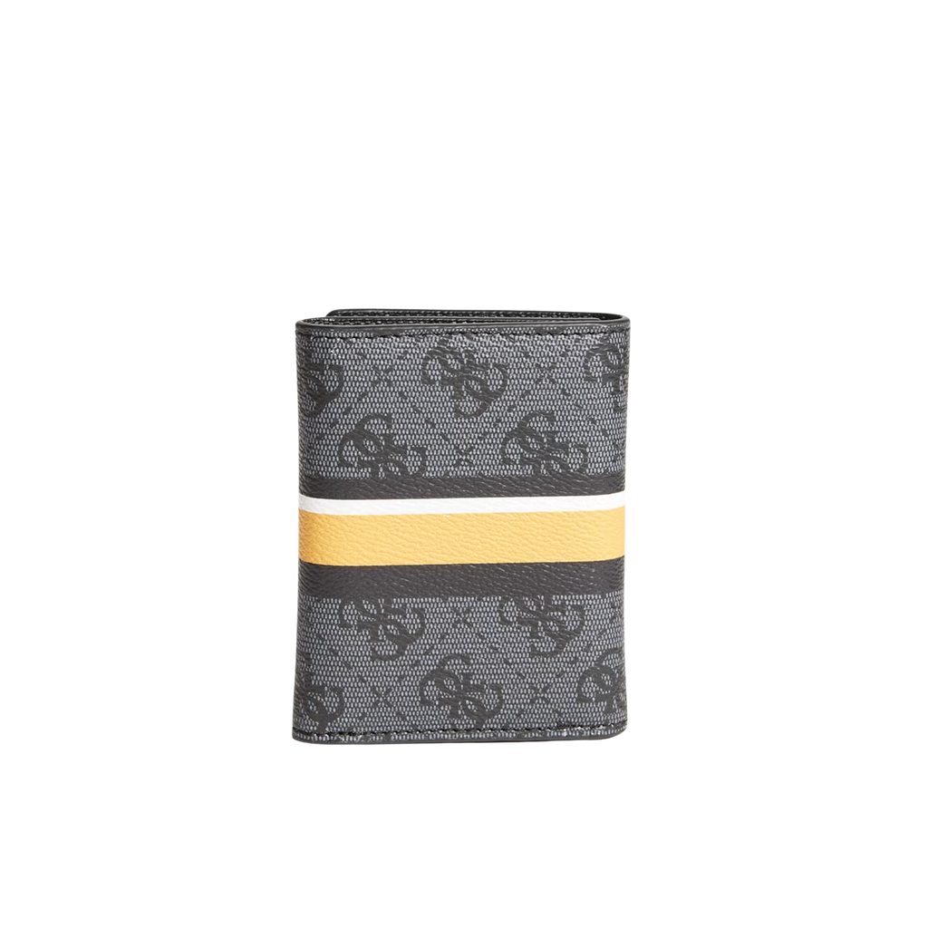 Guess Men Sig Logo Stripe Trifold Wallet - Black