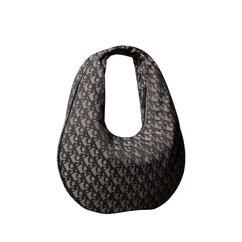 Calvin Klein Women Allover Monogram Crescent Shoulder Bag - Black Lotus Beige