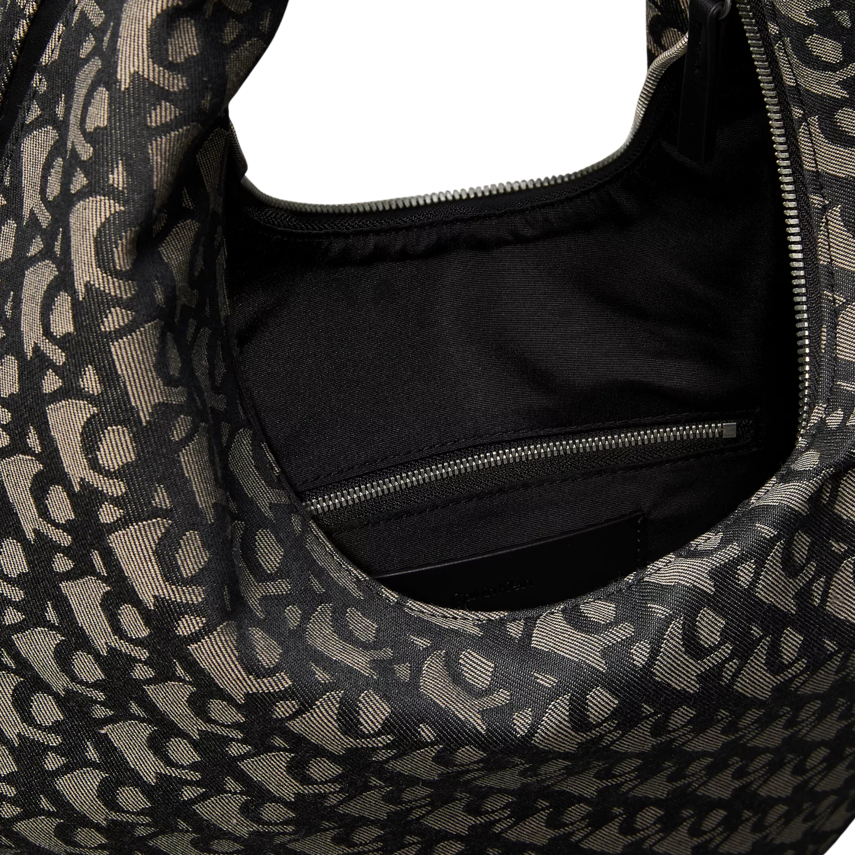 Calvin Klein Women Allover Monogram Crescent Shoulder Bag - Black Lotus Beige