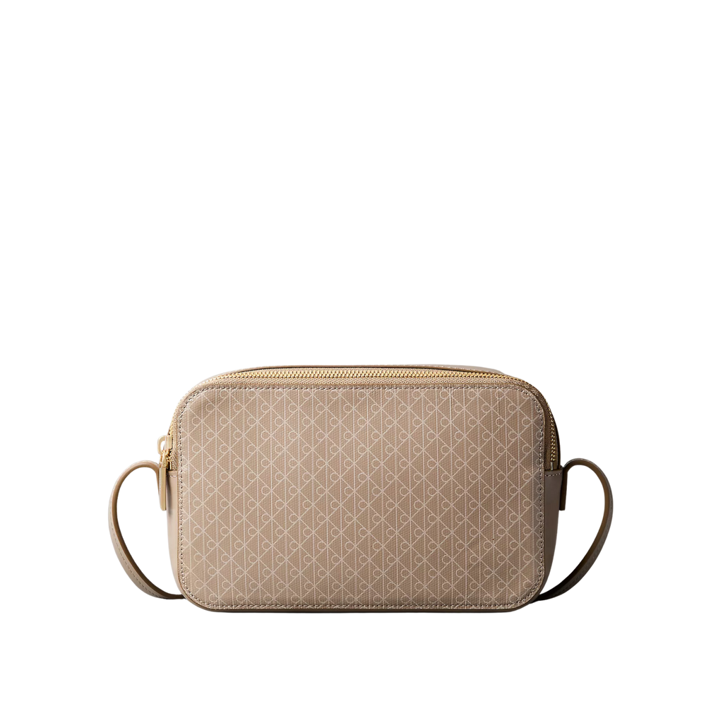 Calvin Klein Women Allover Emblem Logo Camera Bag - Desert Taupe Aop