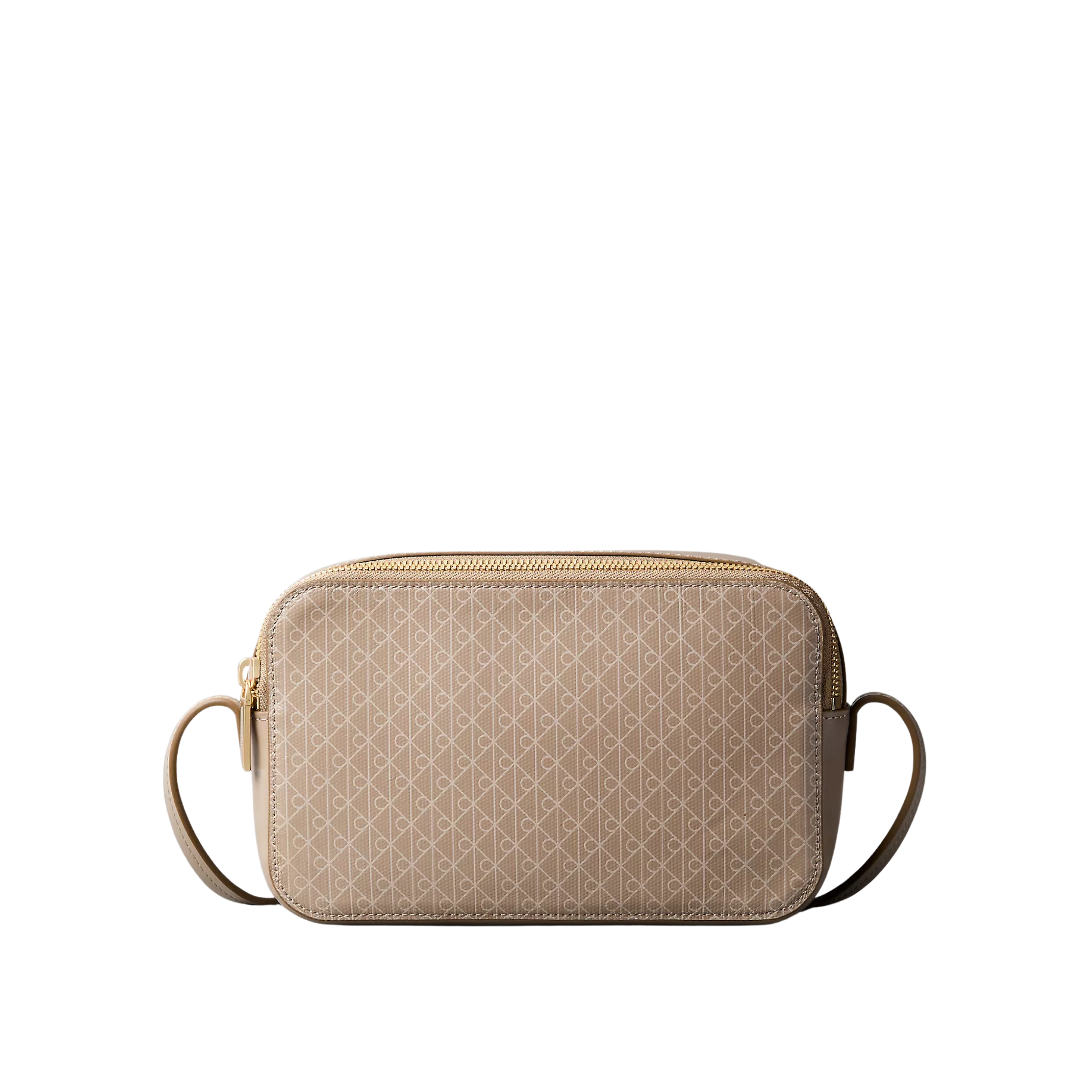Calvin Klein Women Allover Emblem Logo Camera Bag - Desert Taupe Aop