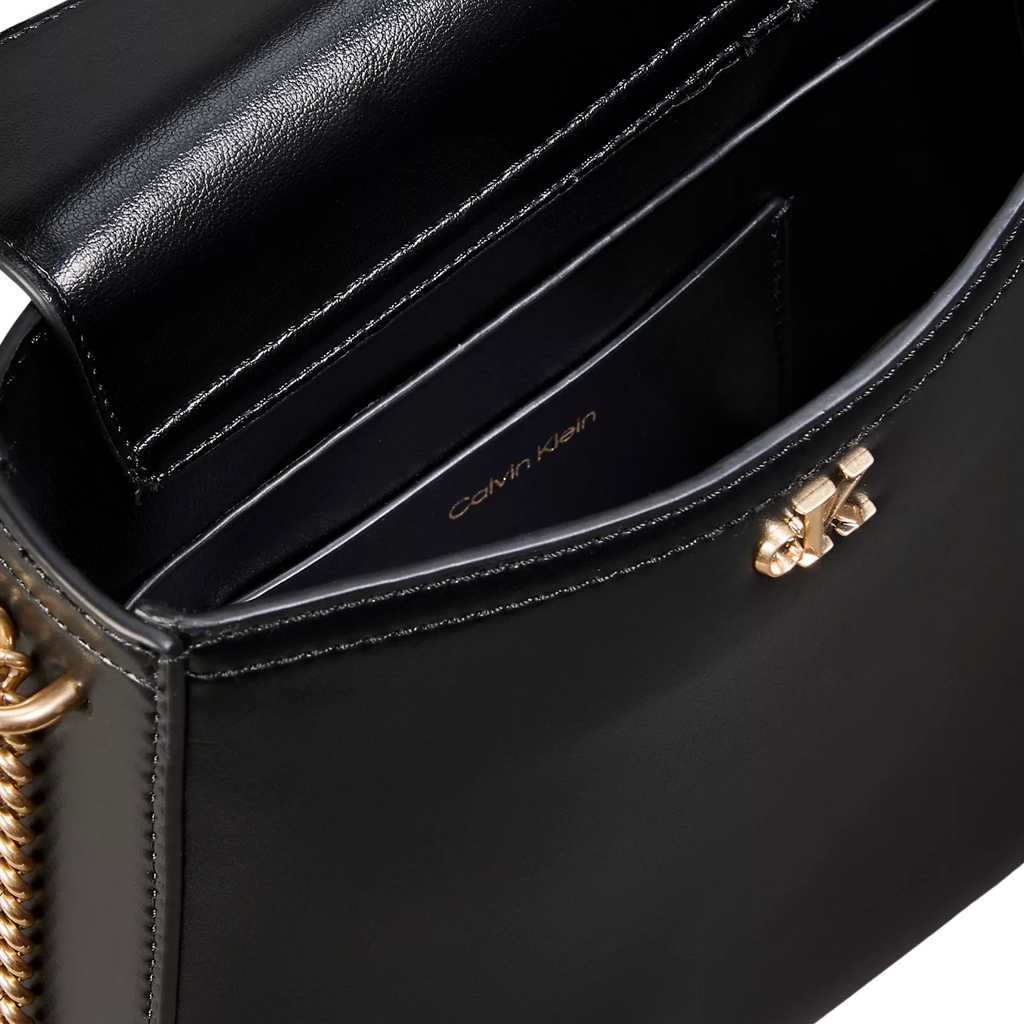 Calvin Klein Women Monogram Chain Saddle Bag - Black