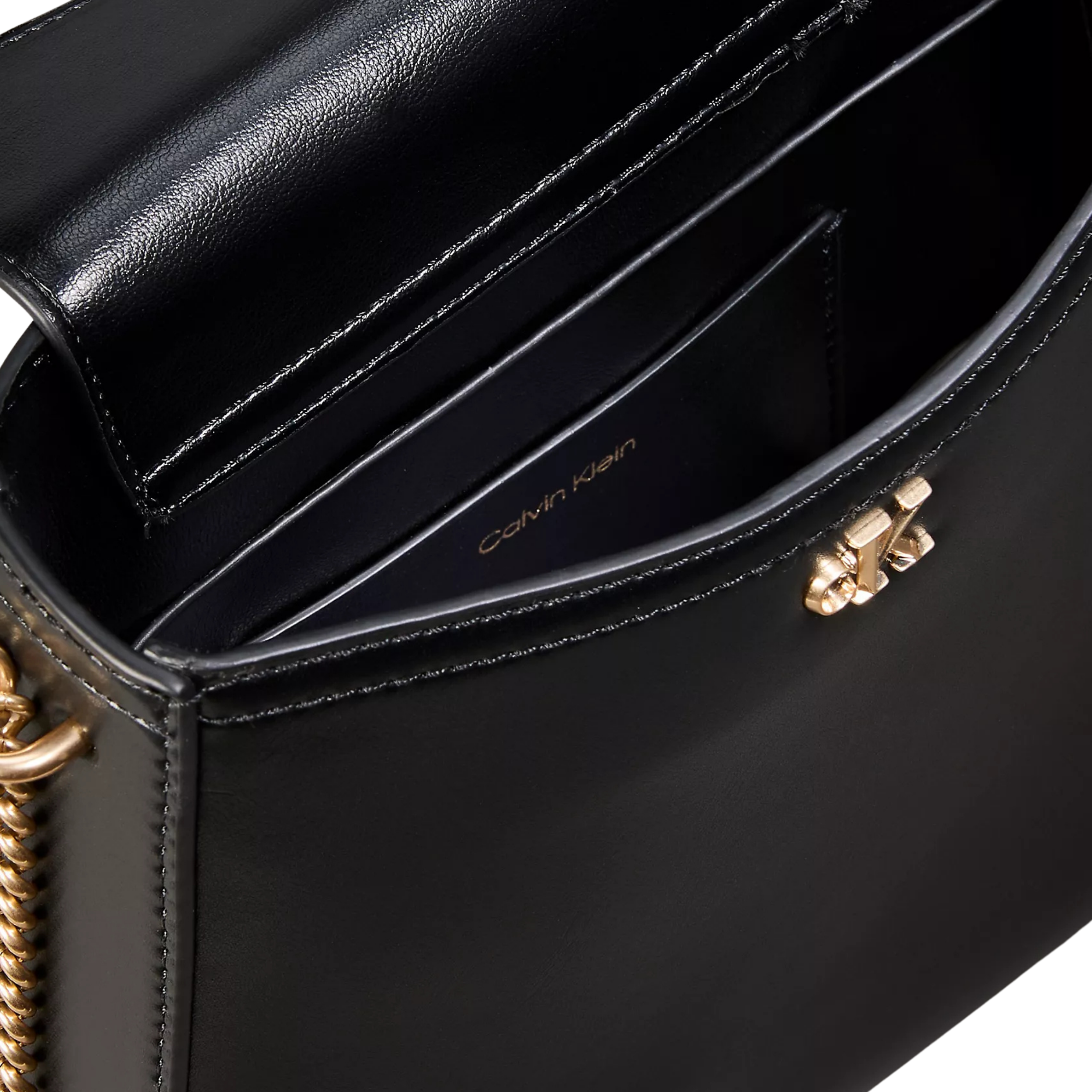 Calvin Klein Women Monogram Chain Saddle Bag - Black