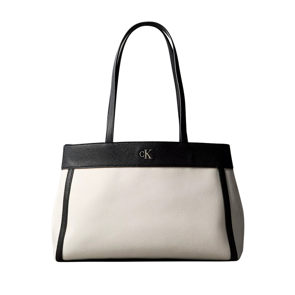 Calvin Klein Women Monogram Canvas Medium Tote Bag - White Canvas