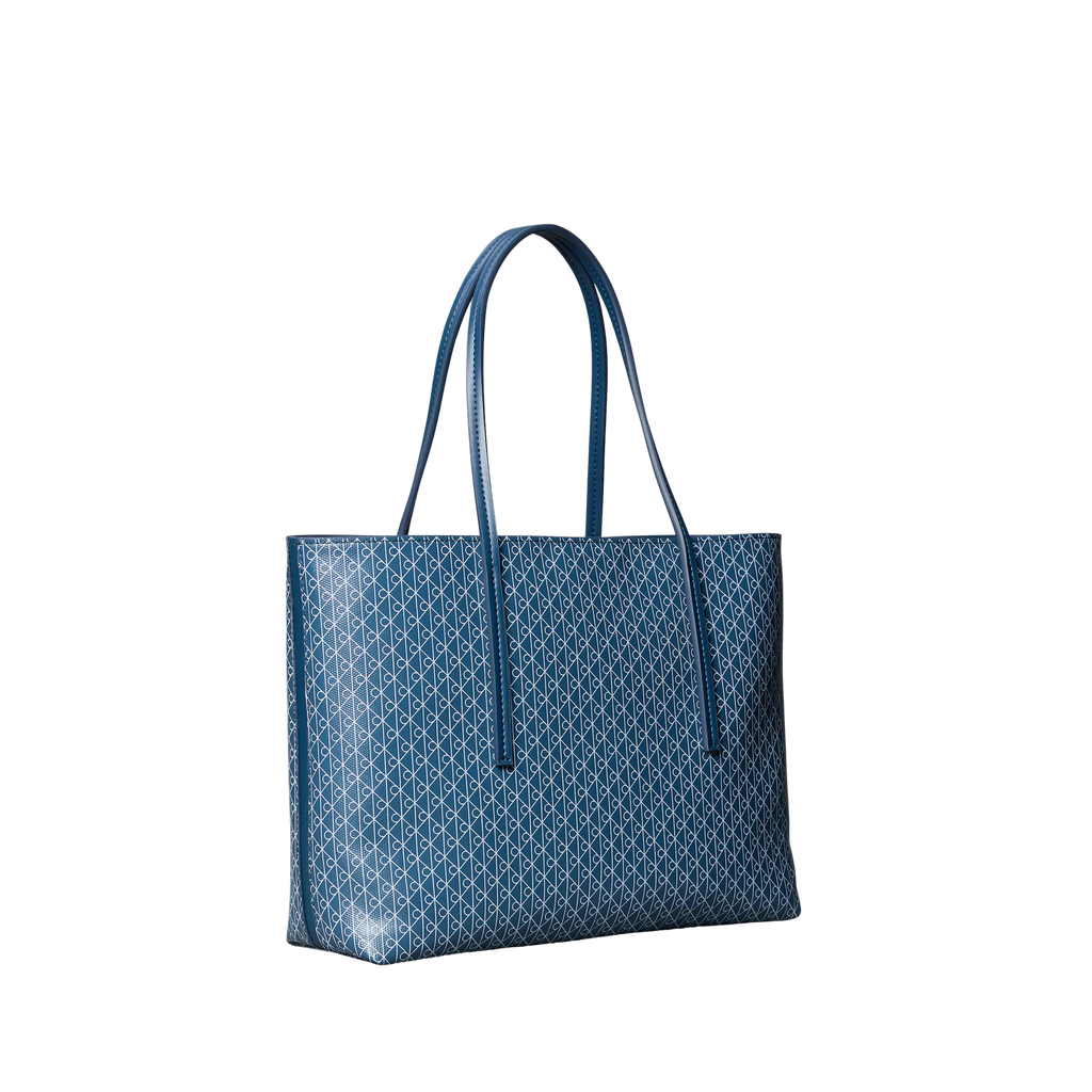 Calvin Klein Women Allover Emblem Logo Small Tote Bag With Pouch - Key Largo Aop
