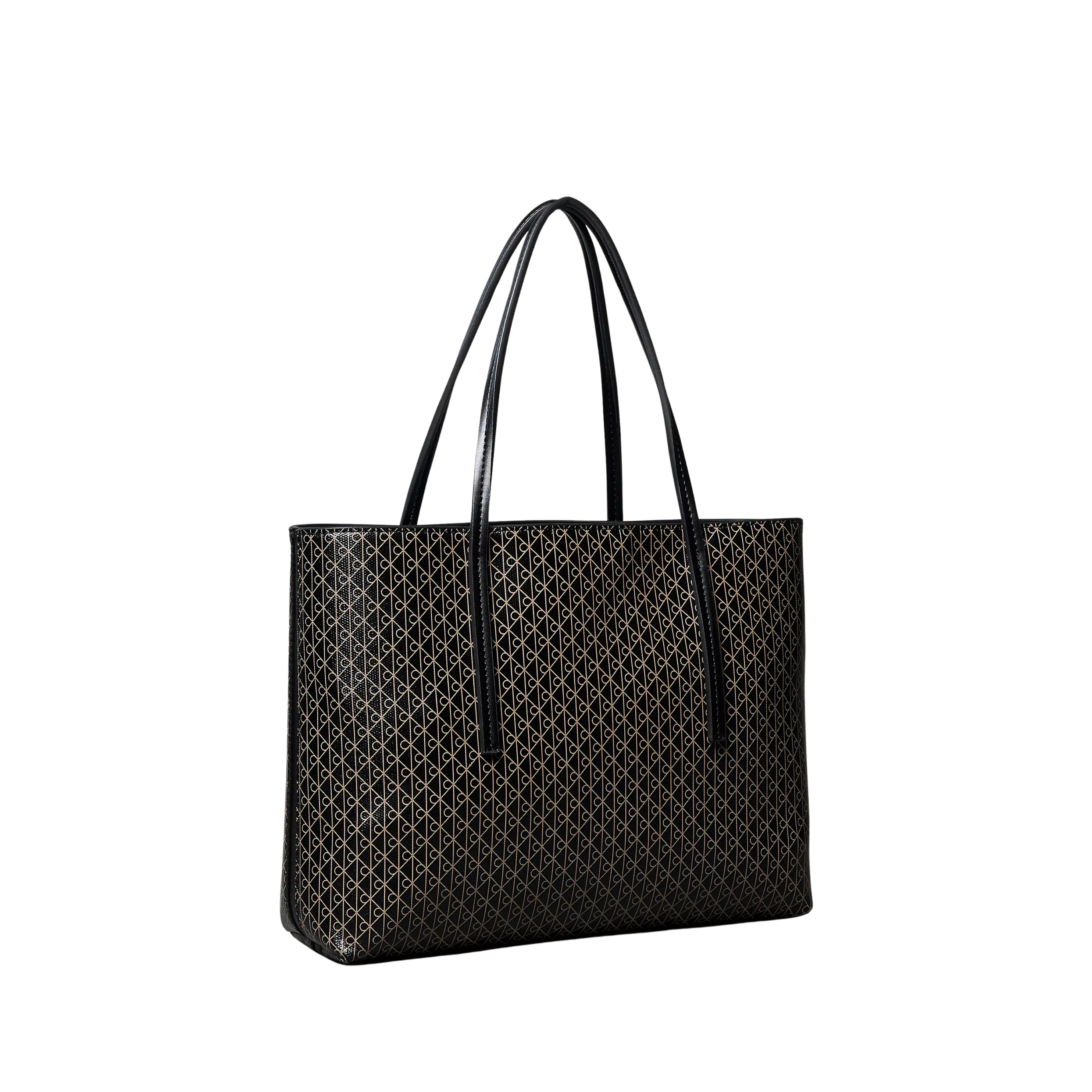 Calvin Klein Women Allover Emblem Logo Small Tote Bag With Pouch - Black