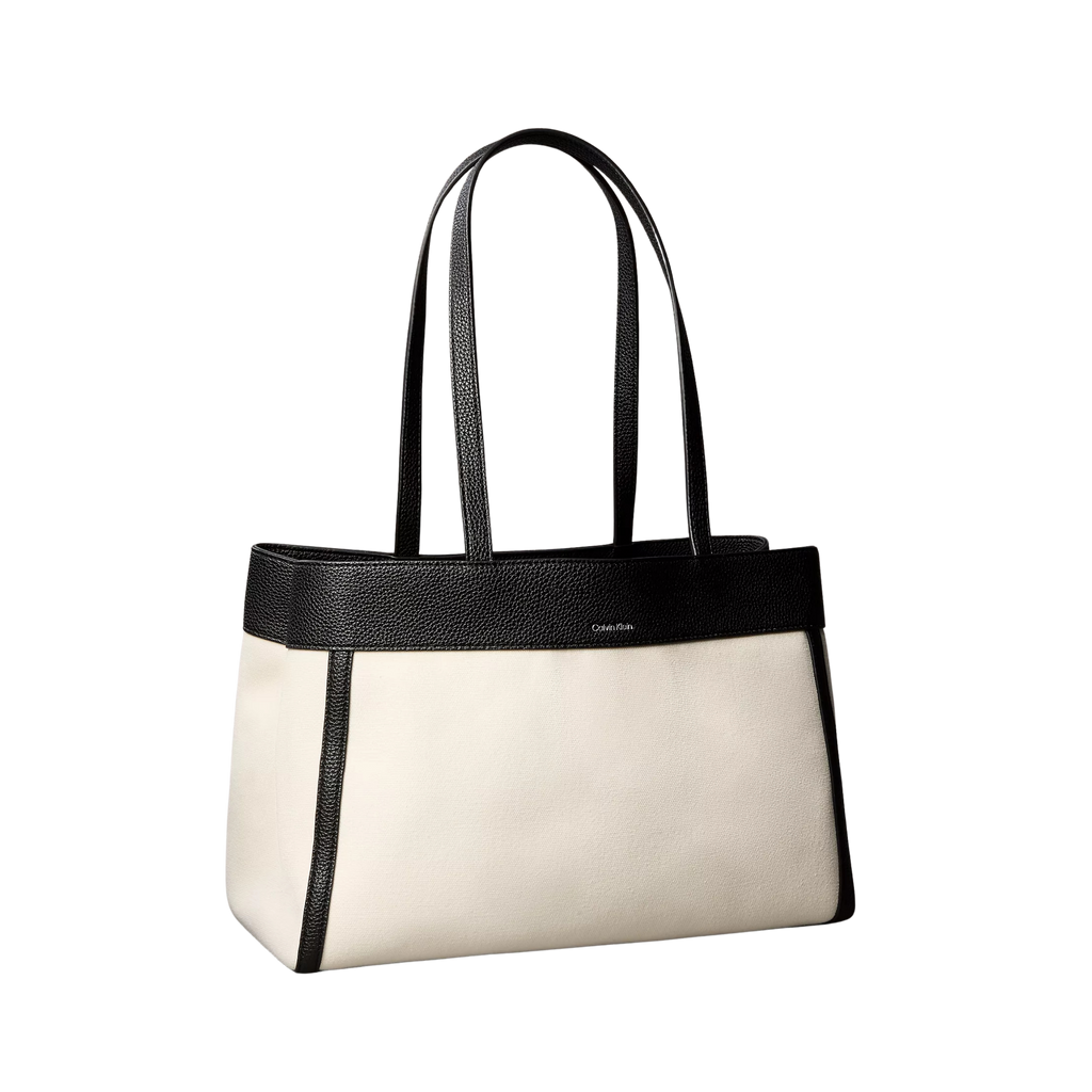 Calvin Klein Women Monogram Canvas Medium Tote Bag - White Canvas
