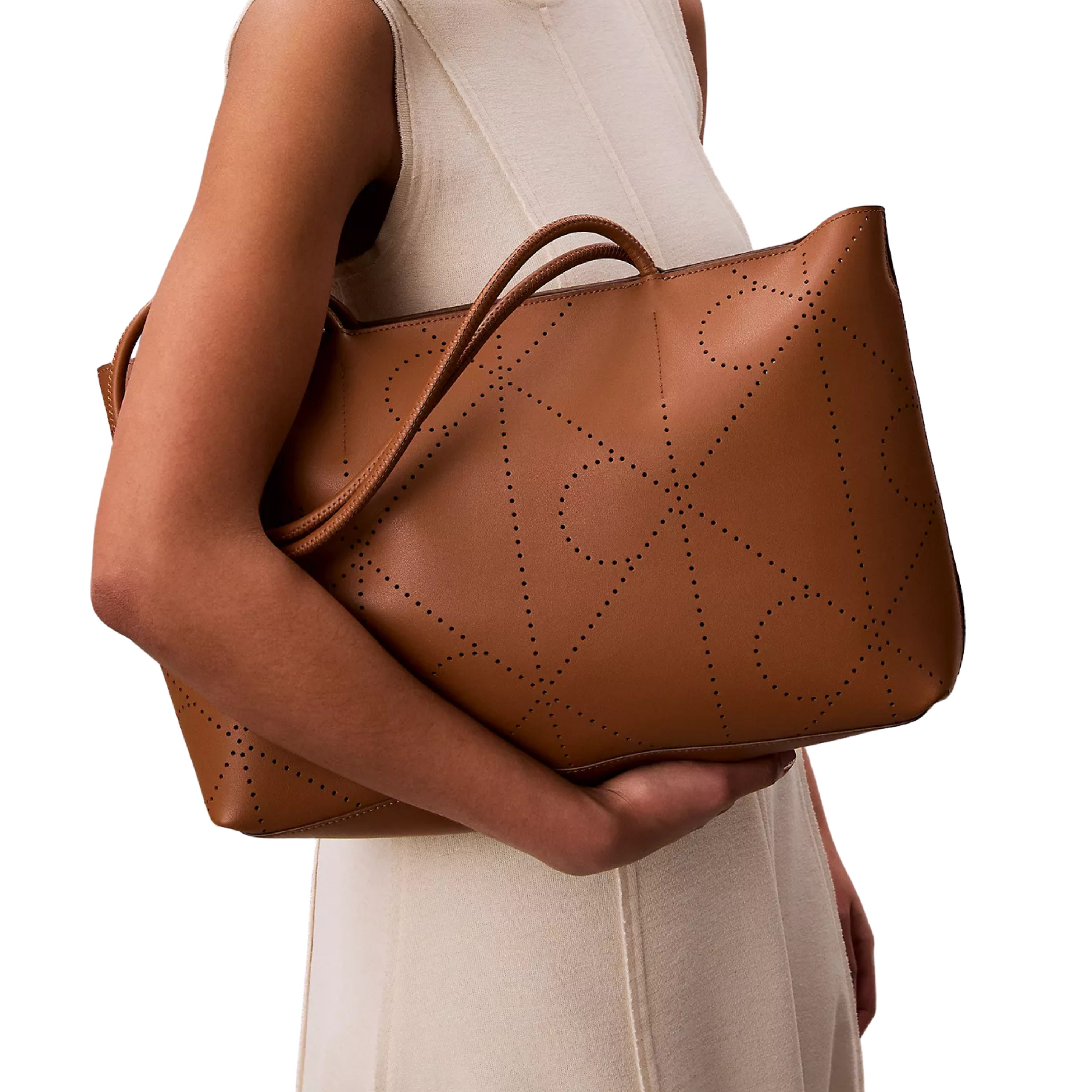 Calvin Klein Women Perforated Emblem Logo Tote Bag - Argan Oil