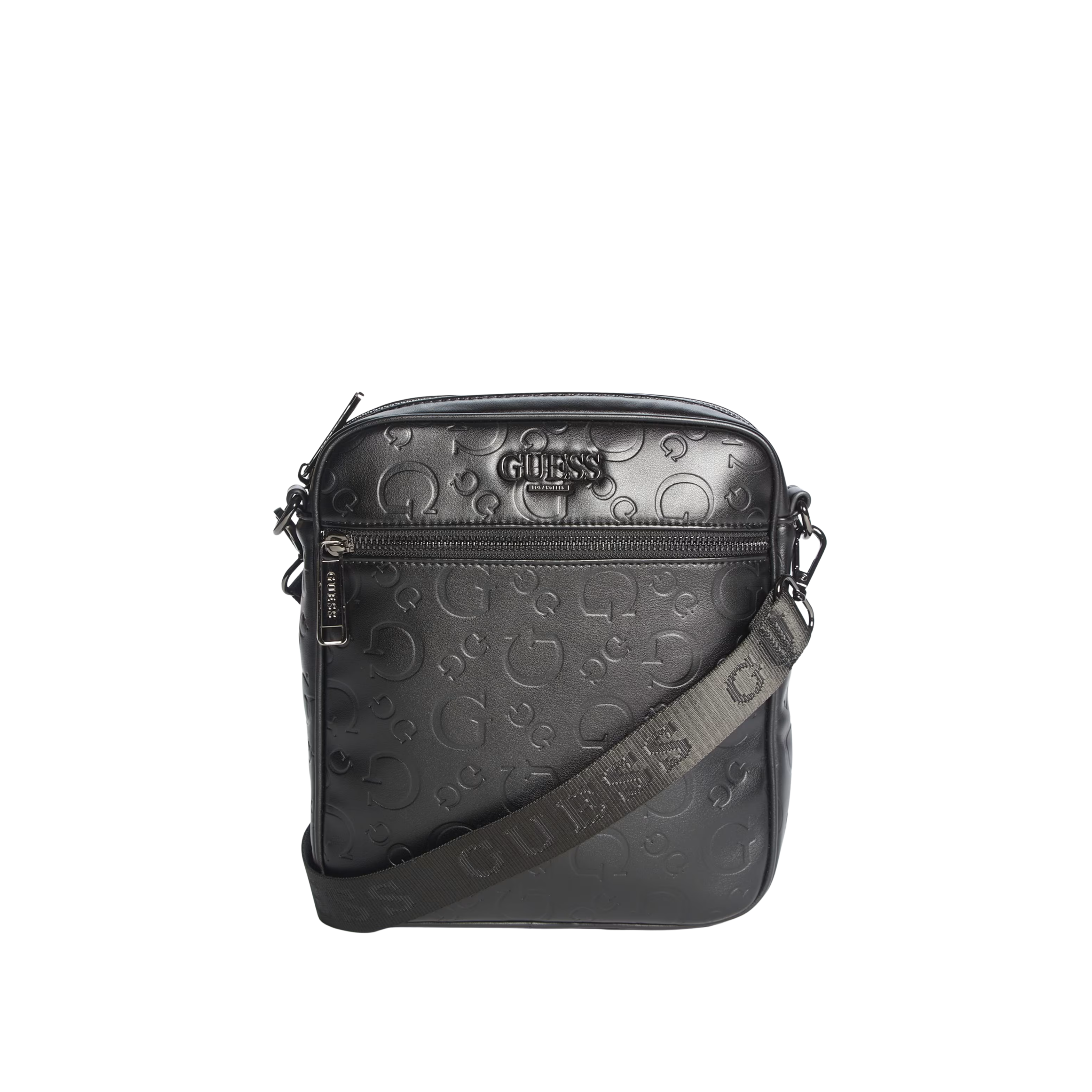 Guess Men Gio Logo Top-Zip Crossbody - Black
