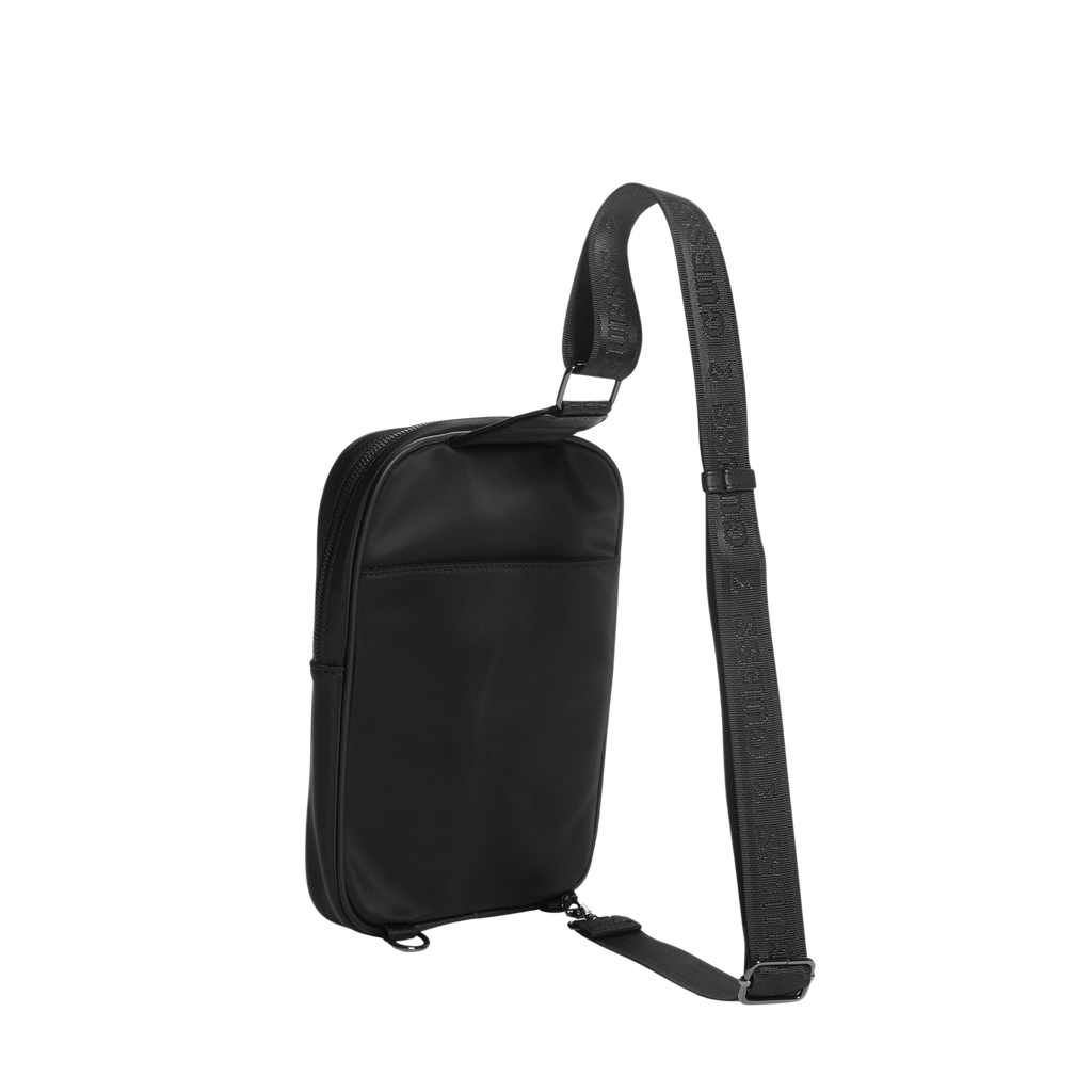 Guess Men Nylon Sling Bag - Black